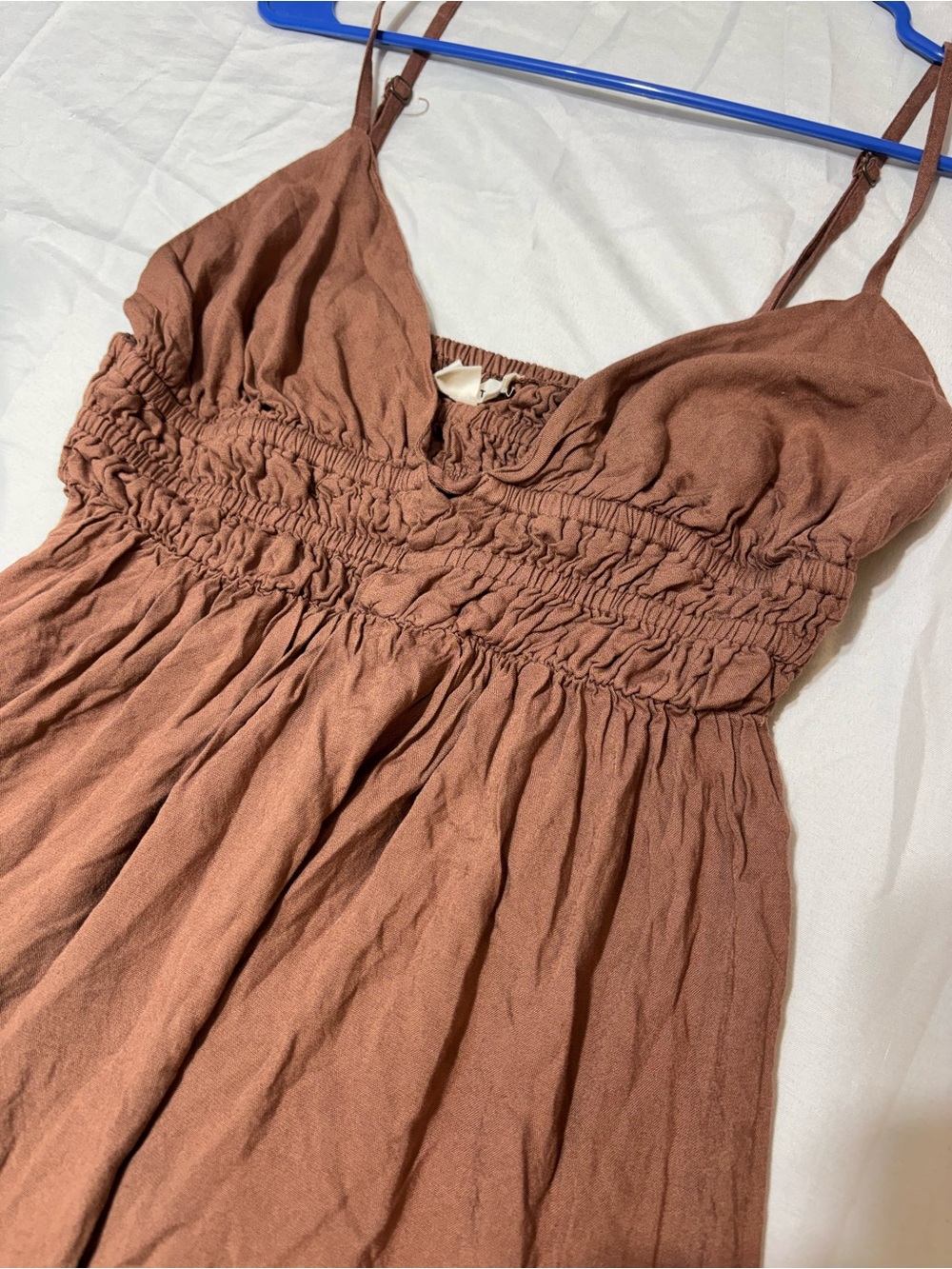 Aeropostale Small Brown Cami Mini Smocked Babydoll Fairy Grunge Tiered Dress